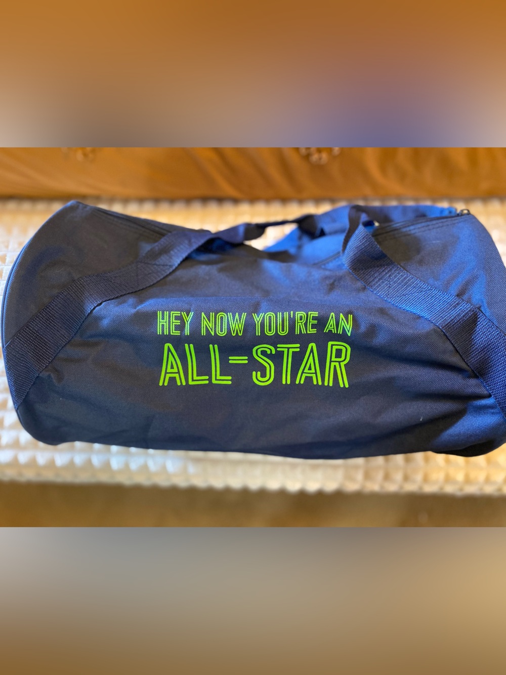 Navy Duffle Bag with Neon Green 'All-Star' Text